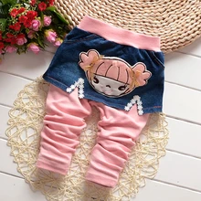9M-4Years Little Girls Clothes 2015 New Girls 100% Cotton Elastic Waist Pantskirt Autumn Spring Toddler Pants Leggings