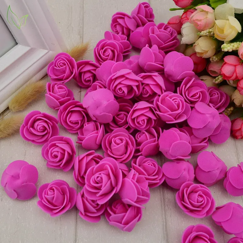 100pcs PE Foam Fake Teedy Bear Roee Head Artificial Flowers Cheap Wedding Home Decoration for Scrapbooking Gift Box Diy Wreath 