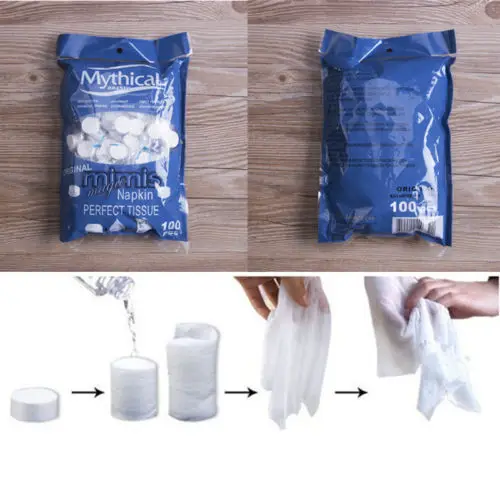 

100Pcs Compressed Disposable Travel Camping Magic Bath Towels New Face Cleaner