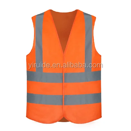 polyester high visibility fluo yellow and orange reflective safety vest