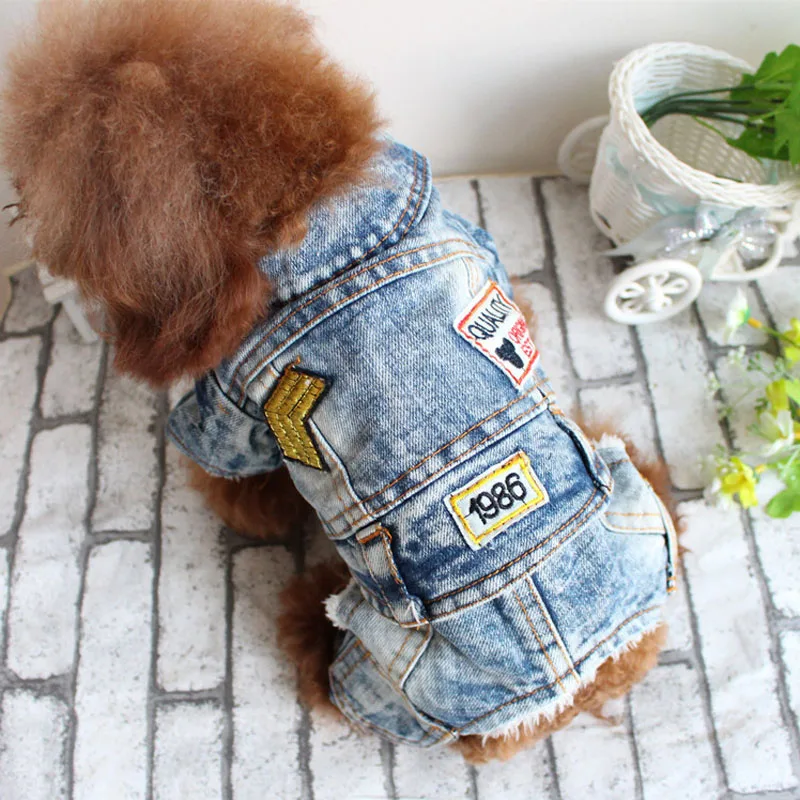 Pet Dog Jeans Jumpsuit Retro Denim Four Legs Pet Clothes Puppy Cat