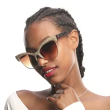 2019 Luxury cat eye sunglasses women vintage oversized sun glasses for men semi rimless crocodile skin pattern legs High Quality