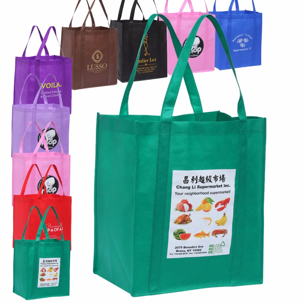 100PCS Customized eco friendly reusable shopping bags environmentally friendly grocery bags-in ...