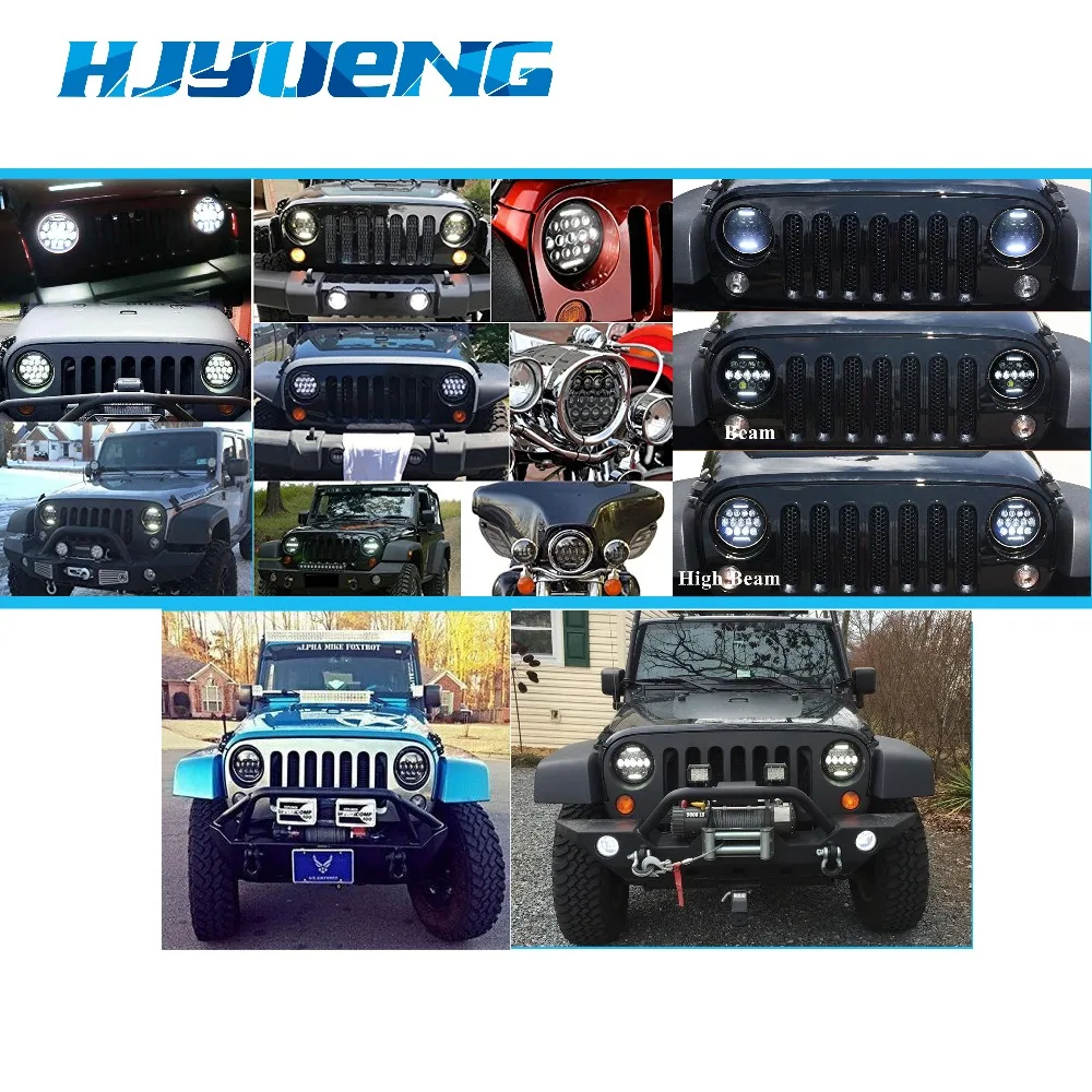 75 Вт для Jeep Wrangler 7 дюймов Круглая светодиодная фара Halo Ring Angel Eye DRL Янтарный