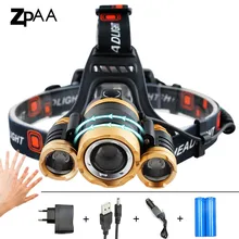 ZPAA Fishing Headlamp 12000Lm xm-T6 Led Head Flashlight Torch Sensor Outdoor Camp Rechargeable Flashlight Forehead Lamp Lantern