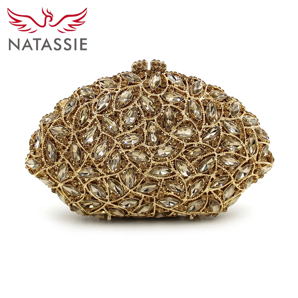 

NATASSIE High Quality Women Clutch Bag Luxury Evening Bags Ladies Wedding Clutches Gold Designer Purse And Handbags With Chain