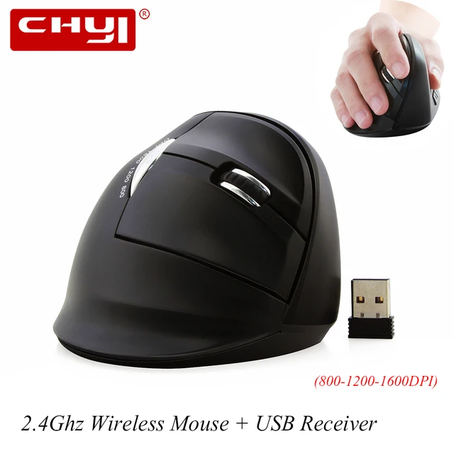Special Price CHYI Wireless Vertical Mouse Ergonomic 800/1200/1600 DPI Optical Computer Mice 5D Gaming PC Healthy Mouse For PC Gamer Laptop 