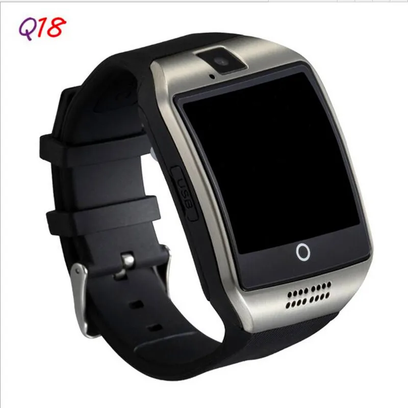 Smartch Bluetooth Смарт часы Q18 с камерой Facebook Whatsapp Twitter Синхронизация SMS Smartwatch поддержка SIM TF карты для IOS Android - Цвет: Silver
