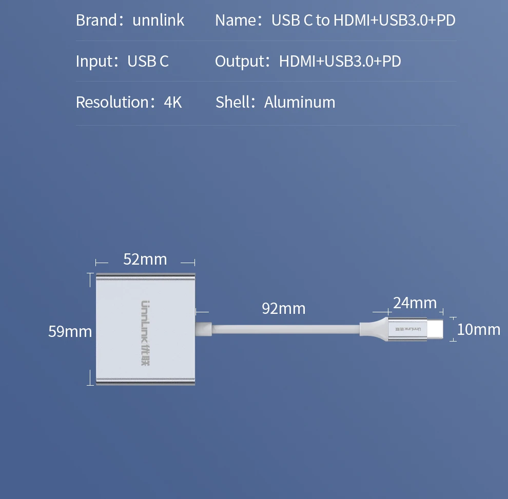 Unnlink USB C к HDMI адаптер типа C к HDMI USB3.0 PD UHD4K Thunderbolt3 для MacBook Galaxy S10/S9/S8 Dex mate 20 P20 P30 переключатель