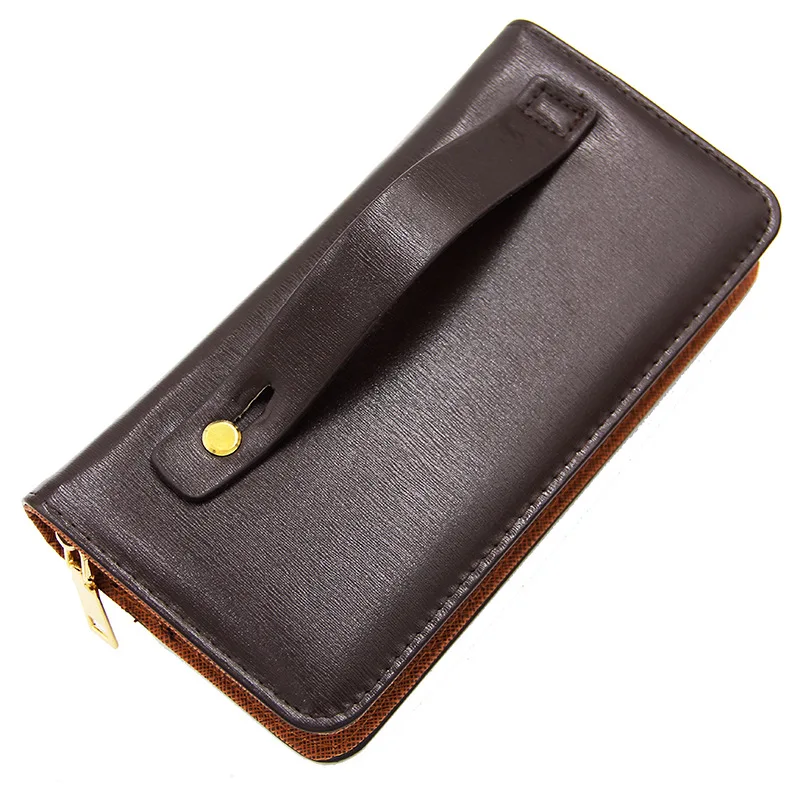 الرجال محافظ الذكور مخلب أكياس الرجال المحفظة بو الجلود حقيبة يد مخلب حقيبة الأعمال مزدوجة سستة طويل بطاقة حامل الهاتف محفظة