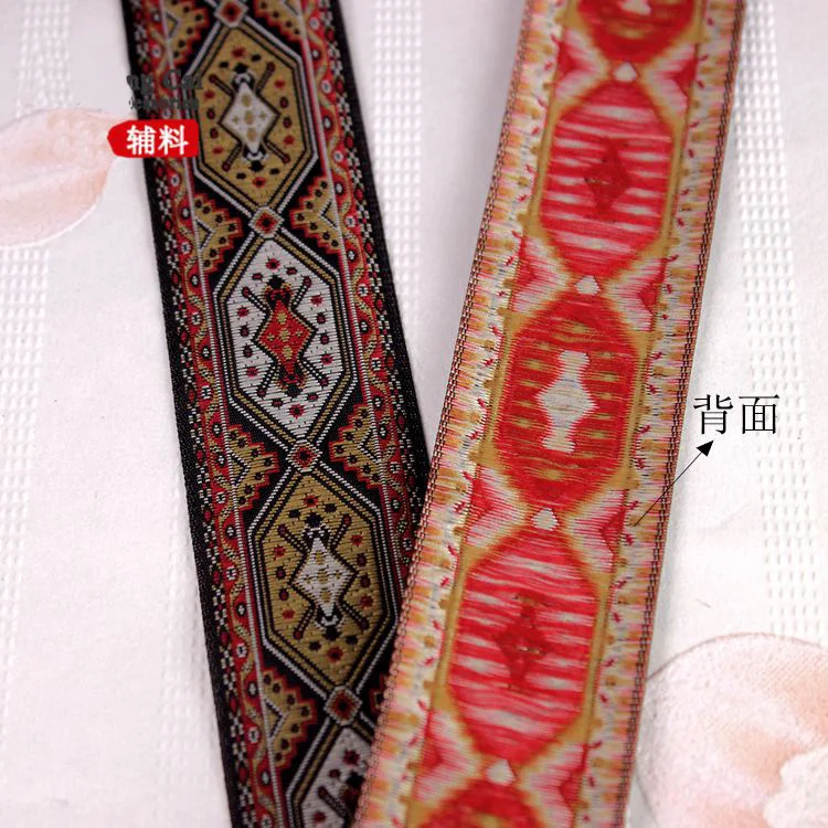 2017 NEW Retro black and dark red diamond lace webbing 2&quot 5CMx10YARDS/LOT Woven jacquard Ribbon DIY belt Accessories | Дом и сад