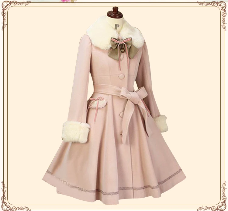 

2019 Classical Ladies Fall/Winter Vintage Lolita Princess Dress Double-Breasted Shawl Wool Overcoat 3 Colors For Christmas New