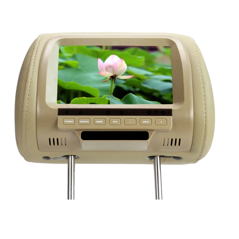 beige car headrest monitor