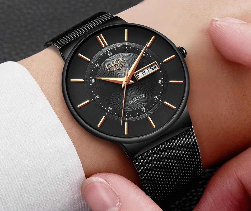 Новые синие кварцевые часы LIGE мужские часы Топ Бренд роскошные часы для мужчин простые полностью стальные водонепроницаемые наручные часы Reloj Hombre