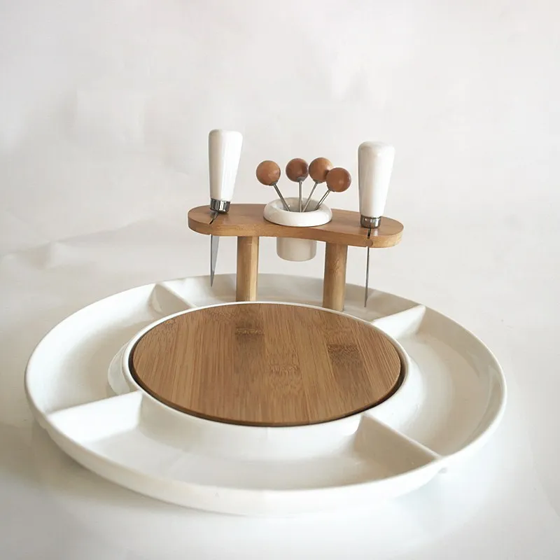 

Convenient Ceramics Fruits and Candies 4 Division Dish Set Porcelain Dinnerware and Kitchenware Plate Utensil Decor Accessories