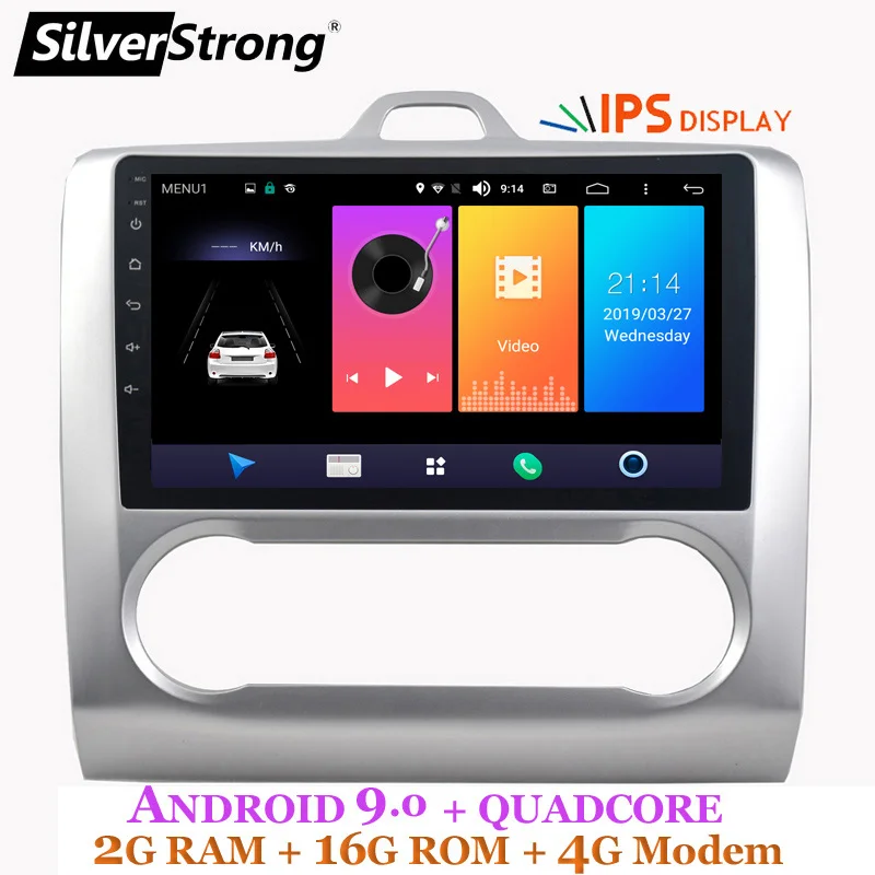 

SilverStrong Android9.0 IPS Car 2Din DSP GPS for FORD Focus 2004 -2011 4G MODEM 2din 1024*600 gps navigation wifi