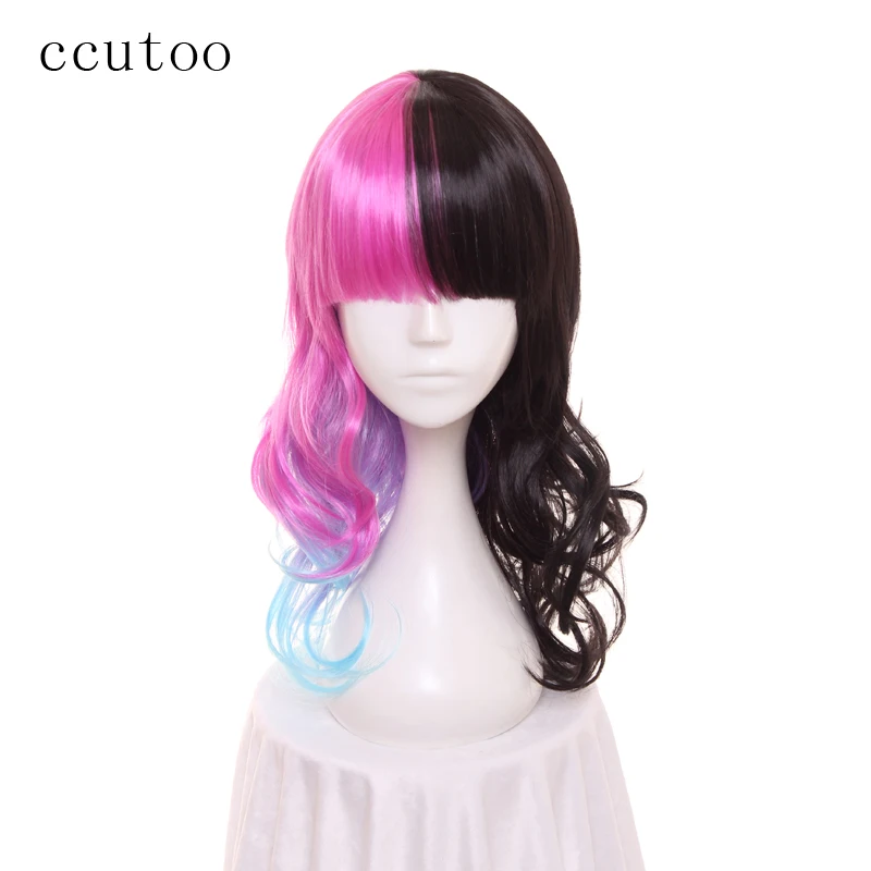 

ccutoo 20inch Blue Black Red Mix Medium Half Long Synthetic Wig For Women's Party Costume Wigs Melanie Martinez