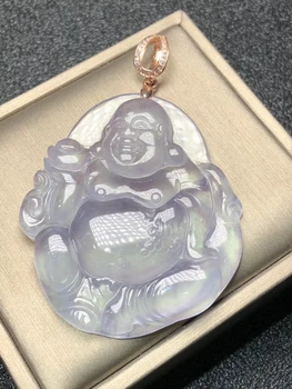 

Only One ! Natural Ice Chalcedony Laughing Buddha Pendant Necklace Sweater Chain Jewelry Gift Wholesale