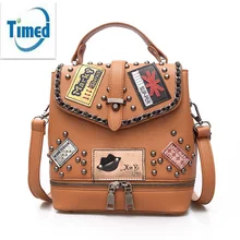 Heißer Verkauf 2017 Neue Frauen Pu Haspe Rucksack Mode Dame Niet schulter Reisetaschen Für Weibliche Neue design Adrette Schultasche