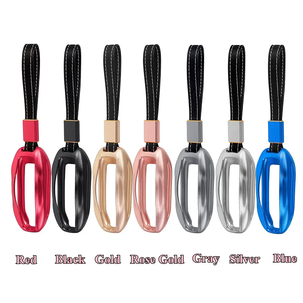 

for Tesla Model S7 Colors Blue Grey Pink Premium Aluminum Metal Car Remote Key Case Shell Cover Cover Fob with Key Chain