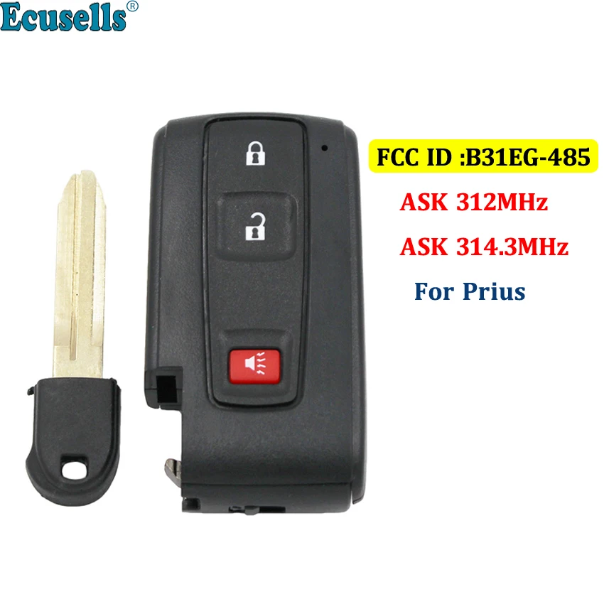 

2+1 button ASK 312MHz ASK 314.3MHz remote key for Toyota Prius FCC ID: B31EG-485 uncut TOY43 M0ZB31EG / MOZB31EG