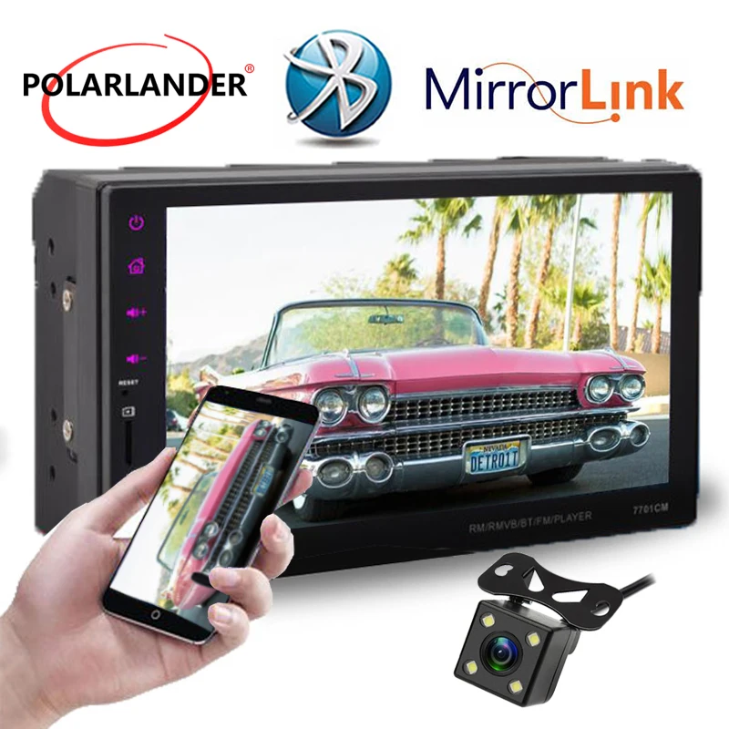 Online SENTUH Cermin Link Layar Bluetooth MP4 Player FM TF USB Handsfree 9 Bahasa 2DIN 7 Inci Mobil Stereo MP5 Radio Player untuk Android