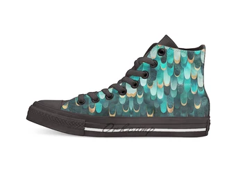 

Feathered Turquoise High Top Canvas Shoes Flat Casual Custom Unisex Sneaker Drop Shipping