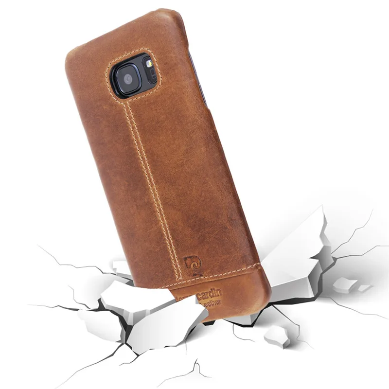 Luxury Pierre Cardin for Samsung Galaxy S7 edge Authentic Genuine Leather Vintage Cover Case Edge hard |
