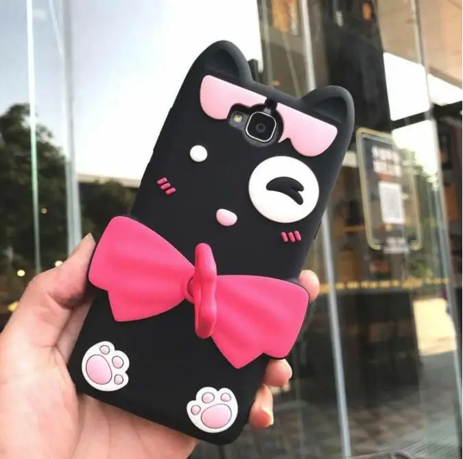 

New Cartoon Ring Cat 3D Silicon Stand Case For Huawei honor 4C Pro Cute Phone cover For huawei honor Y6 Pro cases