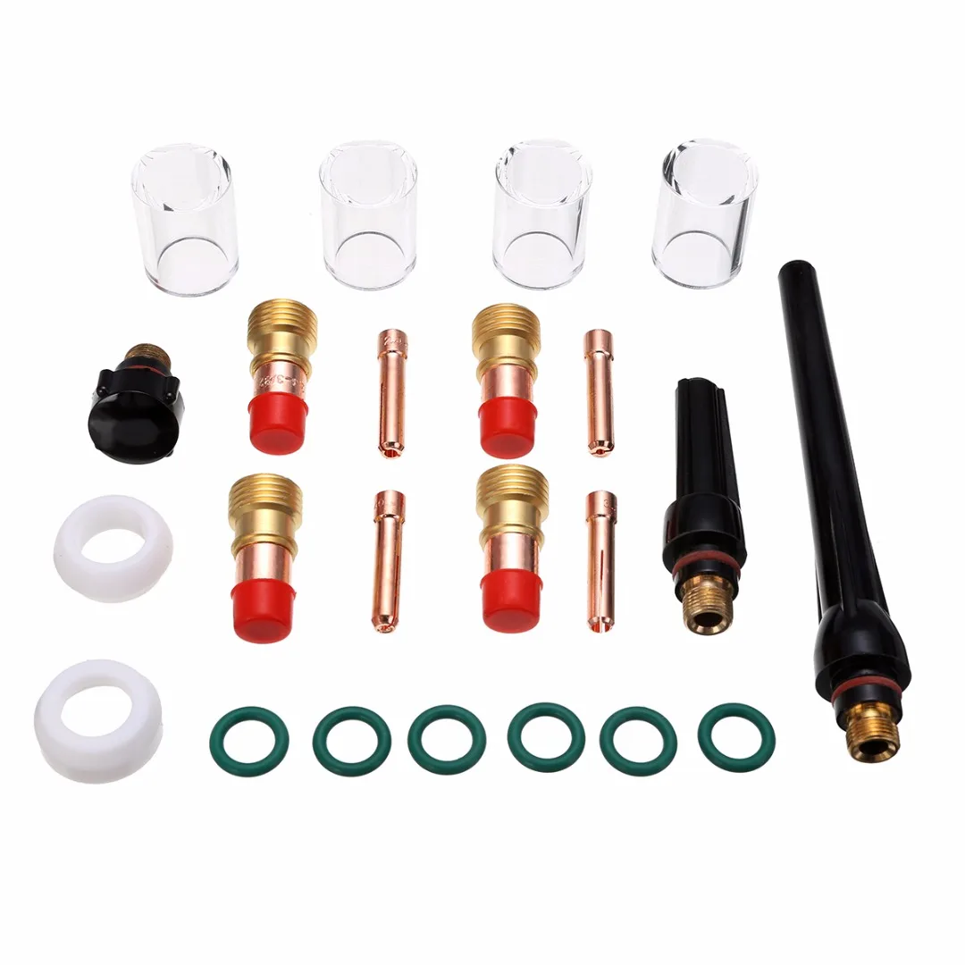 

23pcs Professional Tig Welding Torch Gas Lens Kit with 4pcs #10 Pyrex Cup For Tig WP-17/18/26 Torch Dropshipping