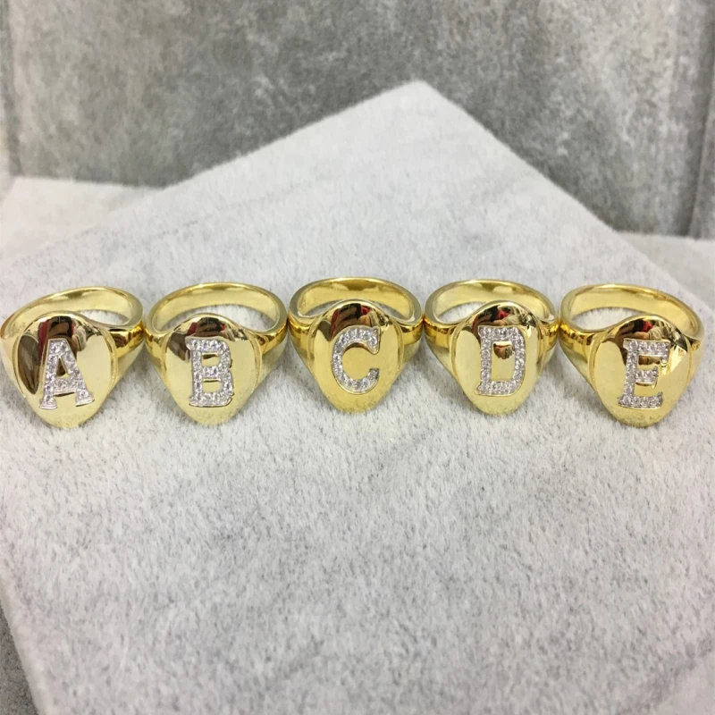

S925 Sterling Silver Inlaid Zircon Letter Ring Fashion Jewelry Fits Monaco Jewelry with Women Party Gifts