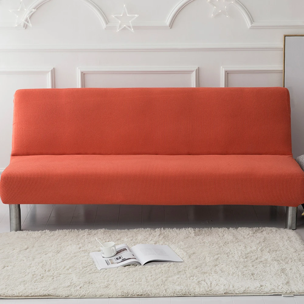 

2018 Japanese Solid Orange Stretch Elastic 160-190cm No Armrest Sofa Covers Slip Cover Polyester/Spandex Living Room
