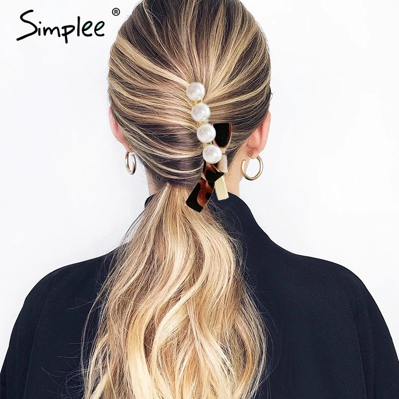 

Simplee Fashion pearl hair clip clamp Hairpin for women girls hairgrips Rhinestone hair clip trendy hair accessories korean clip