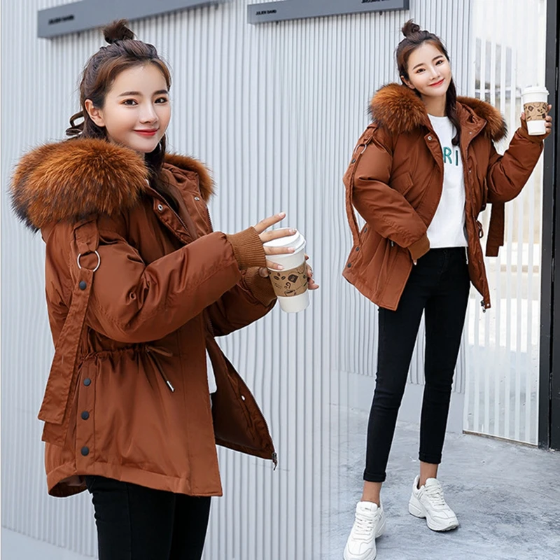 

2018 Short Winter Jacket Women Hooded Winter Coat Women Loose Parka Fur Collar Cotton Padded Jacket Female Thick Parkas Mujer