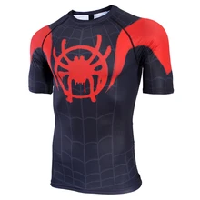 Реглан рукав Человек-паук 3D печатных футболки для мужчин компрессионные рубашки короткий рукав комиксы косплей костюм ткань топы для мужчин