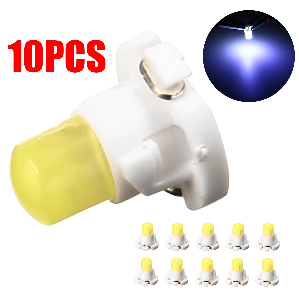 New Arrival 10pcs 12V T4.2 White LED Instrument Dash Light Super bright LED Climate Control Base Light Bulb
