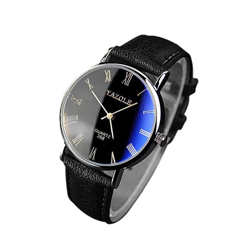 Relogio Masculino часы мужские люксовый бренд Модные мужские кварцевые аналоговые часы из искусственной кожи с синим лучем из стекла повседневные крутые часы