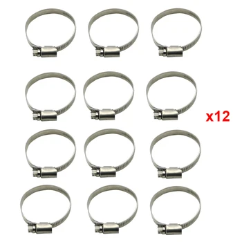 

12Pcs Diameter adjusts from 38-54mm Clamp for Honda CB750 DOHC Carburetor Boot Insulator Intake manifold Band Kit - Stainless