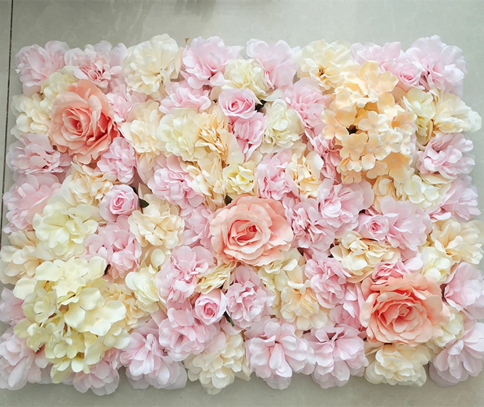 60x40cm New Artificial flower mat, Mix Hydrangea Rose Peony floral backdrop Panel for wedding