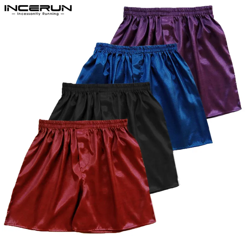 2022 Hot Sale Thai Silk Satin Men Sleep Boxer Bottoms Pajama Sleepwear Homewear Solid Color Robes Underwear Shorts S-5XL 7 Color mens silk pajama set