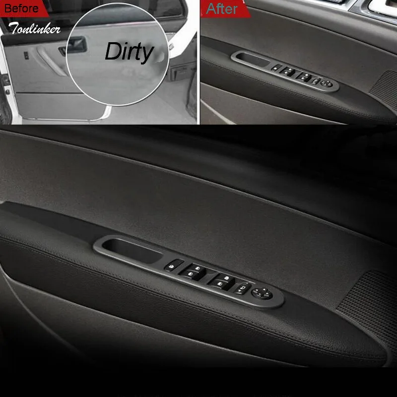 Tonlinker 4 Pcs DIY Car Style PU Leather Two Style Door Armrests