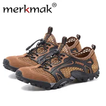 Merkmak/брендовые Летние Стильные мужские сетчатые сандалии; мужские повседневные пляжные дышащие легкие удобные сандалии на шнуровке