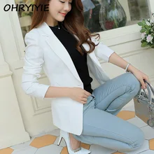 OHRYIYIE New Women Blazers And Jackets 2017 Spring Autumn Fashion Single Button Blazer Femenino White/Blue Ladies Blazer Female