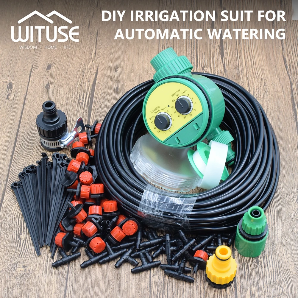 

25m Hose Garden Watering System Drip Irrigation System 30 Drippers Irrigation Plant Automatic Self Watering Micro Drip +Timer