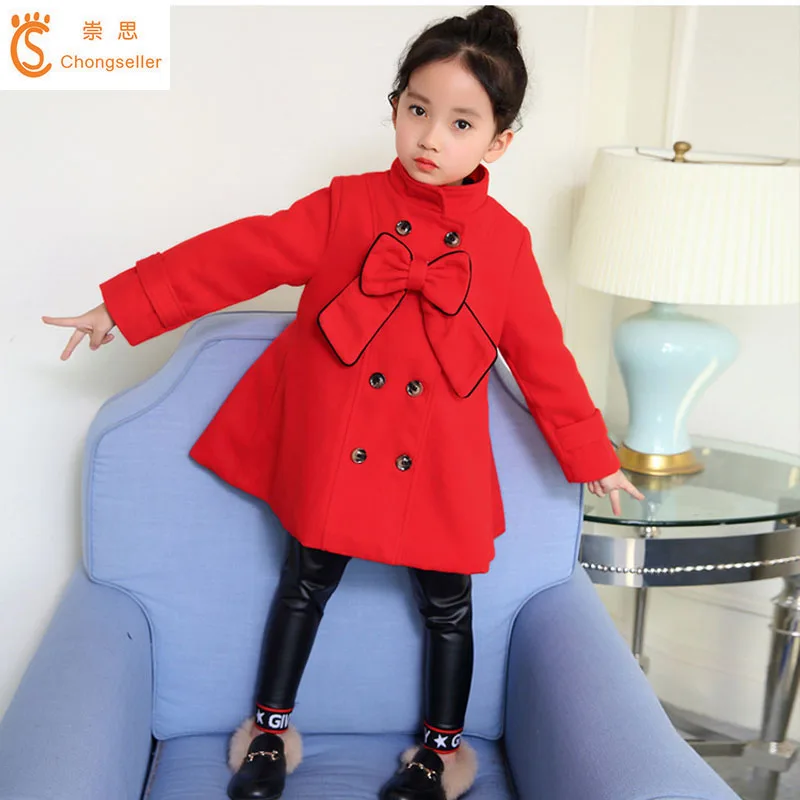 

2018 High Quality Autumn Winter Girls Warm Outwear Baby Girls Cotton Jacket Coat Red Beige For Party Children Clothing For 3-14