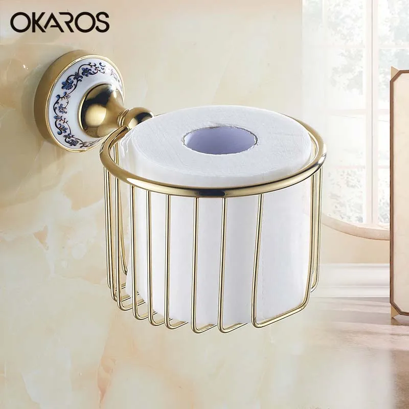 OKAROS Toilet Paper Roll Holder Shelf Basket Holder Storage Basket Rack