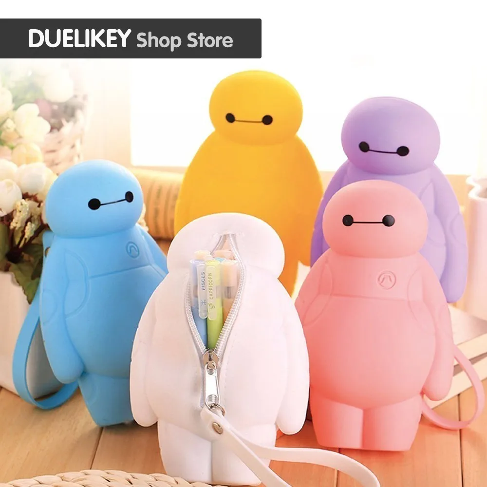 Free Shipping Silicone Big Hero Pencil Case 5 Colors Kawaii Multi-function Stationery School Supplies |
