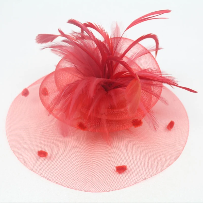 Elegant Women Wedding Ascot Races Party Flower Feathers Fascinator Veil Net Hats