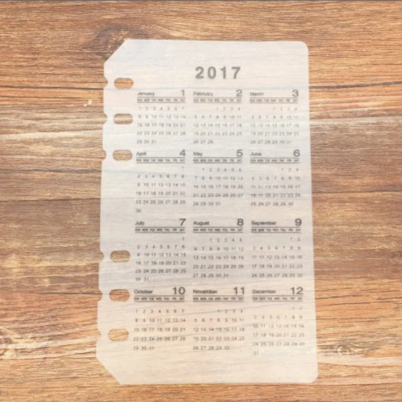 

2017 DIY A5 A6 PP Material 1sheets Diary Calendar Planner Separator Page 6 loose leaf Notebook Divider
