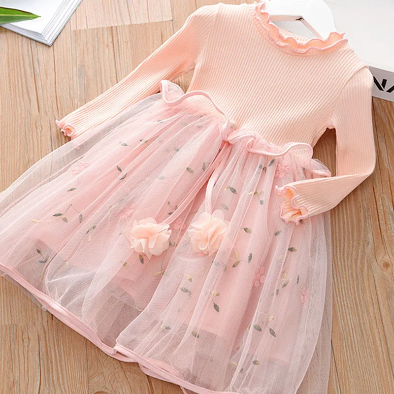 

Girls Dresses 2019 Autumn Kids Flower Embroidery Princess Dress Winter Long Sleeve Party Tutu Gown Girls Clothes 2 3 4 5 6 Years